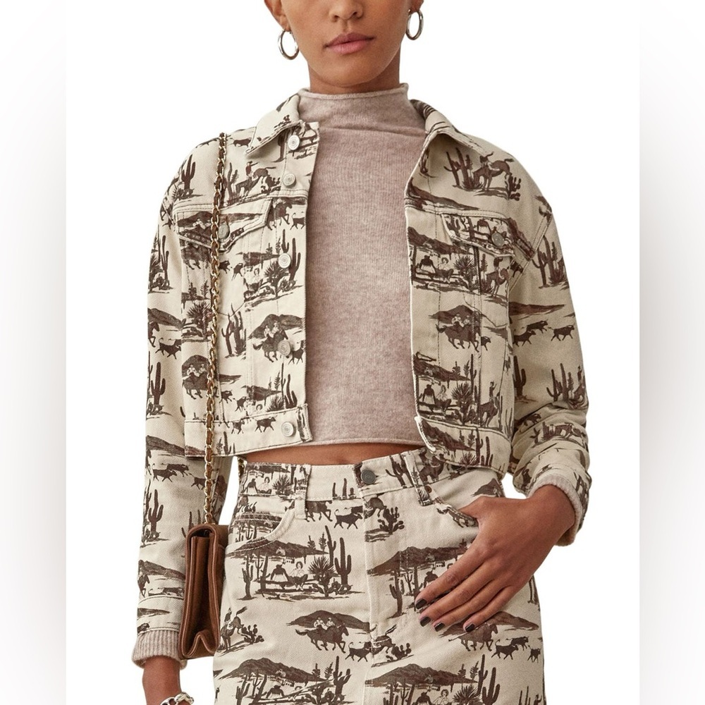 REFORMATION Cora Shrunken Denim Jacket Western